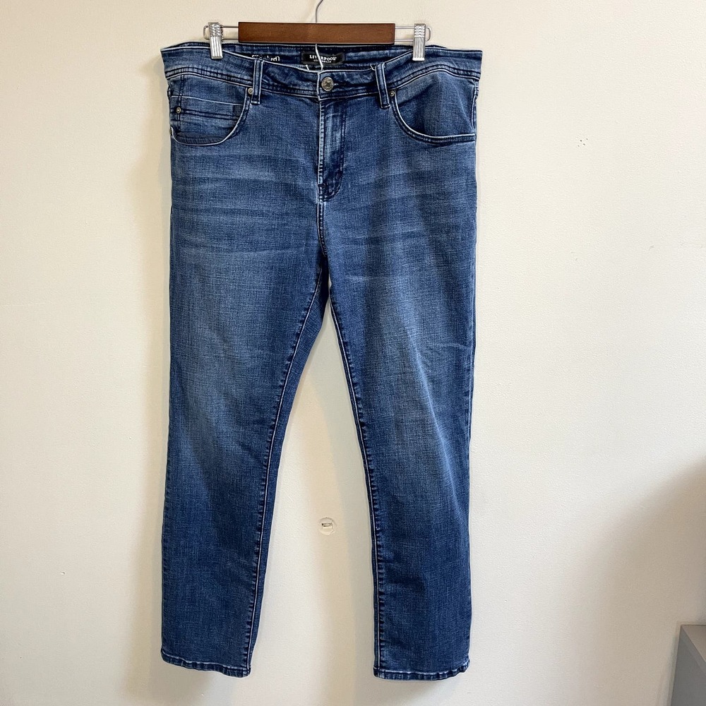 Liverpool Womens High-Rise Straight Leg Jeans Medium Wash Plus Size | Size 38